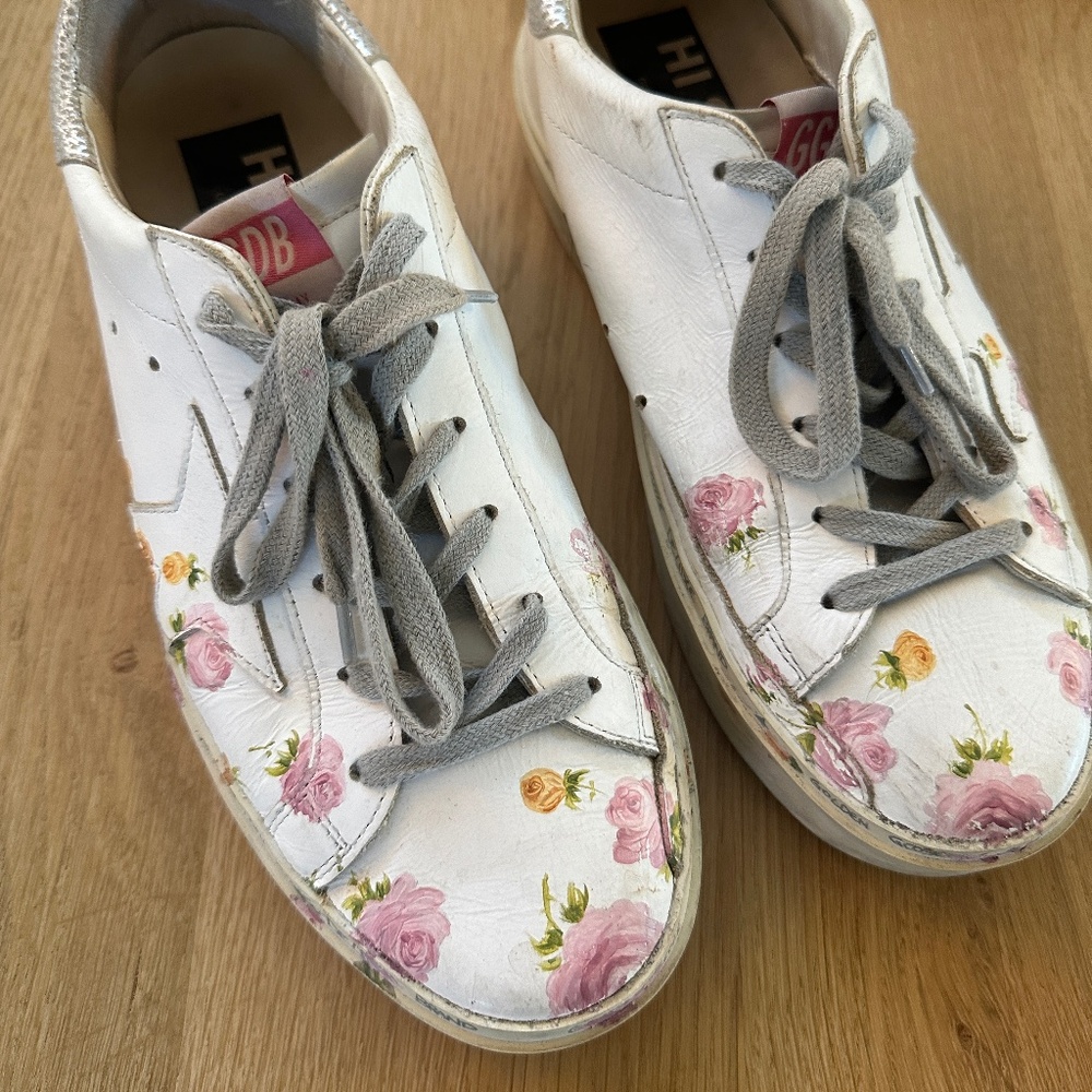 Golden Goose Leather Floral sneakers